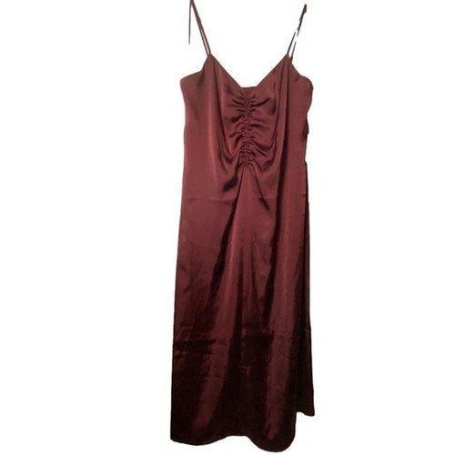 VALENTINO Abito Slip Express Spaghetti Strap Nuovo Con Etichetta Tg M Borgogna Rachel