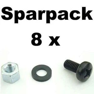 8 Sets Rackschrauben M6 x 12 + Unterlegscheibe flach + Sechskant Rackmutter AH - Picture 1 of 4