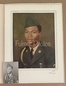 Tintado a mano con COLOR Negro Soldado Americano Ejército Hombre De Colección 8x10 RETRATO Foto Certificado de Autenticidad - Imagen 1 de 19