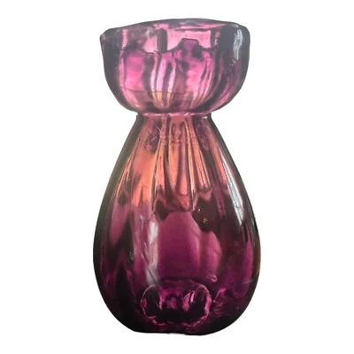 Amethyst Bulb Enforcer Glass Vase 6.25" Handblown Purple Violet Flower Vessel - Image 1 of 4