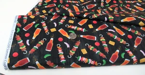 Michael Miller quilt-craft fabric SUMMER COOK OUT black 2 yds (dc-11224) Grillin