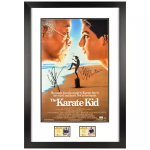 Ralph Macchio, Billy Zabka Autogramm 1984 The Karate 16x24 gerahmtes Filmplakat - Bild 1 von 2