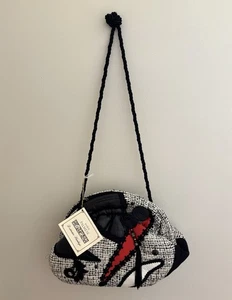 Borsa vintage Marie Palmese unica borsetta tracolla corda nero bianco rosso artistica - Foto 1 di 24