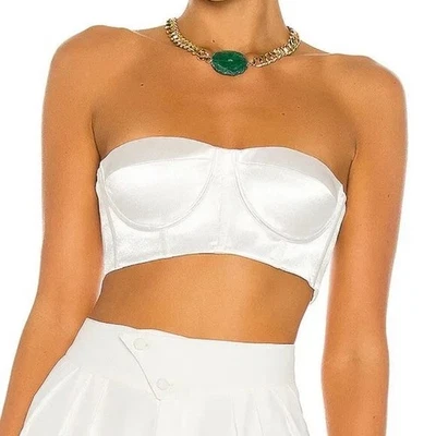 Bronx & Banco Capri White Satin Bralette Bra Top sz SMALL NEW! - Image 1 of 4