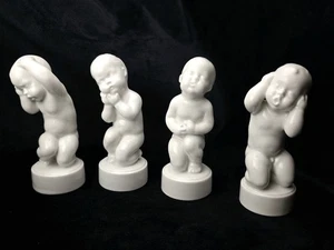 Bing & Grøndahl Denmark Porzellan 4er Set "Vier Schmerzen" Baby Figuren #2206-2209 - Bild 1 von 24