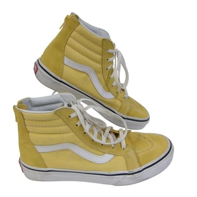 Sapatos de cano alto Vans Sk8-hi couro camurça amarelo dourado com 7 e crianças 5 - Imagem 1 de 4