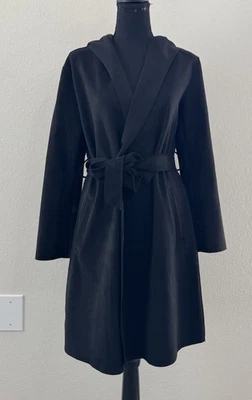 Zara Women’s Belted Faux Suede Longline Hooded Jacket Coat Sz M Open Front - Image 1 of 4