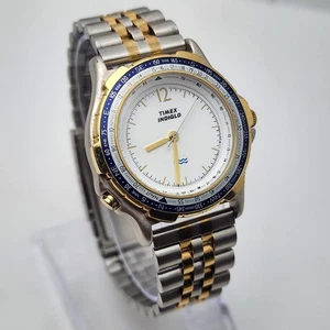 VINTAGE TIMEX INDIGLO WR 30M Silver/Gold CLASSIC MEN'S Analog Watch - Picture 1 of 11