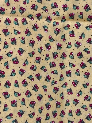 66"L x44"W Cranston Mary Engelbreit Cherries all over - on Yellow - Image 1 of 4