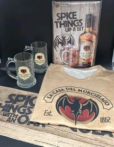 Bacardi Oakheart Collectibles Lot - Mugs / Steins, Sign, T-Shirt & Bar Mat - Picture 1 of 23