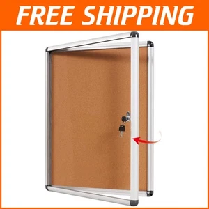 Compact Easy-Install Wall Display Case - 20" x 14" Lockable Bulletin Board - Picture 1 of 11