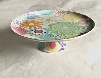Portmeirion Crazy Daisy Footed Cake Stand Plate Flower Power Retro Excellent - Image 1 of 4