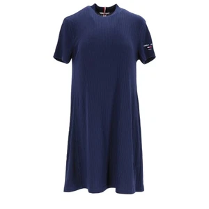 Tommy Hilfiger Womens Mini Rib Knit T Shirt Dress Navy Blue Polyester S - Picture 1 of 9