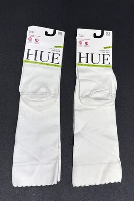 HUE Graduated Compression Knee High Socks 2-Pair Pack (White) One Size 2461 - Image 1 of 4