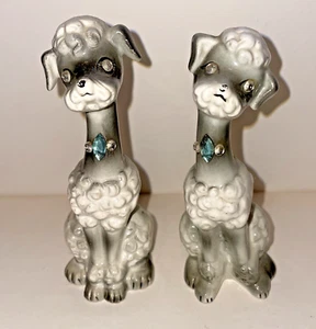 VINTAGE ENESCO POODLE SALT & PEPPER SHAKERS WITH RHINESTONE EYES - Bild 1 von 7