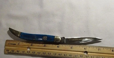  Cuchillo plegable para cubiertos Frost con mango de hueso azul. Hoja única de 7".  Foto 1 de 3