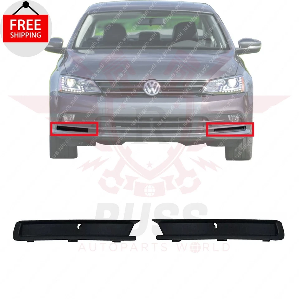 New Front Bumper Trim Left & Right Black Plastic Fits 2015-2018 Volkswagen Jetta Foto 1 de 4