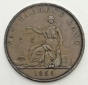 1855 Tasmania Australia 1 Penny R. Josephs Van Diemen's Land Australian States - Picture 1 of 2
