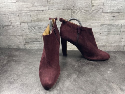 Stivaletti Kate Spade donna 9 5B scarpe rosso bordeaux scamosciato tacco comodo