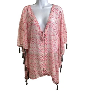 Letarte Women's Fringed Poncho Size XS Oversized Boho Lightweight French Riviera - Picture 1 of 10