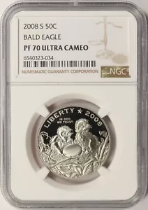 2008-S 50c Bald Eagle Commemorative Half Dollar 50c NGC PF70 Ultra Cameo - Picture 1 of 4