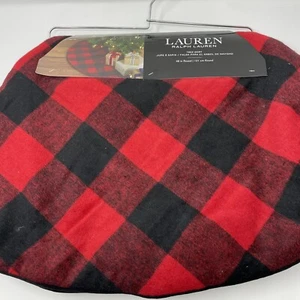 Lauren Ralph Lauren Check Red Black Christmas Tree Skirt 48" Round - Picture 1 of 4