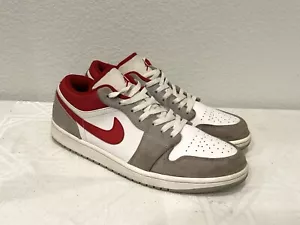 Air Jordan 1 Mens Size 12 Low SE Shoes Sneakers Light Smoke Grey Gym Red - Picture 1 of 9