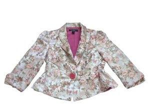 Giacca blazer jacquard vintage Betsy Johnson New York floreale taglia 2 anni 90 y2k - Foto 1 di 7