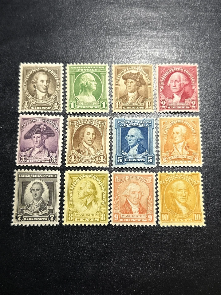 US Stamps Scott # 704-715 Washington Bicentennial Set of 12 Single Stamps OG MNH - Image 1 of 2