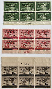 1942-3 Philippines Surcharge Stamp Blocks of 6 | Sc #N9, N10, N11 | ALL MNH OG
