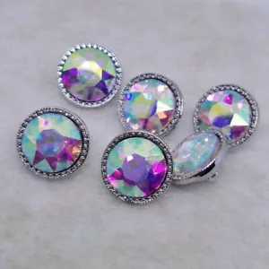10x 15mm Glass Crystal Rhinestone Buttons with Shank Sewing Clothes Shirt Retro - Picture 1 of 21