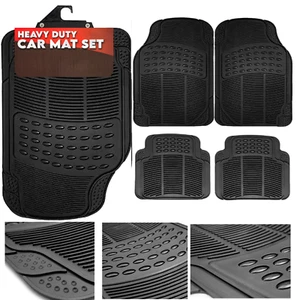 SET OF 4PCS HEAVY DUTY UNIVERSAL BLACK RUBBER CAR MAT SET NON SLIP VAN MATS - Picture 1 of 1