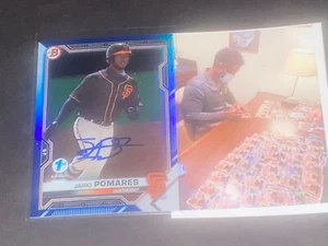 Jairo Pomares Giants Auto Signed 2021 Bowman 1st Edition Blue Foil - Picture 1 of 1