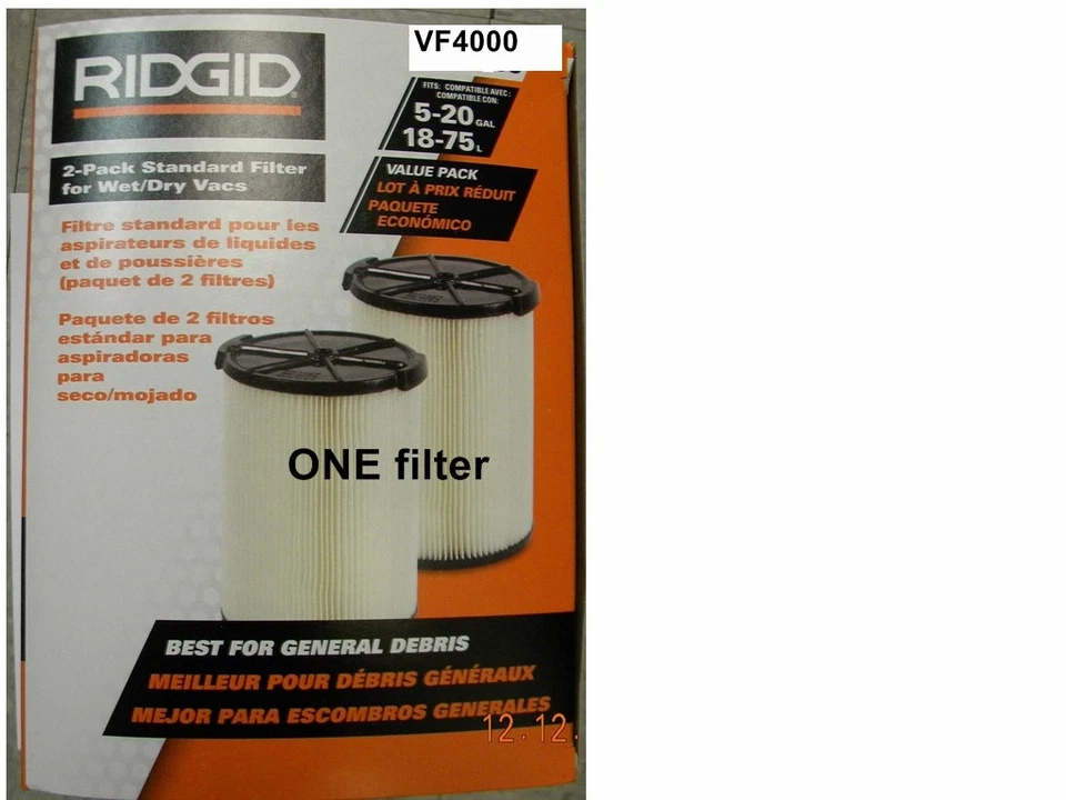 NEW VF4000 (ONE) RIDGID Wet/Dry Vacuum Filters for Select RIDGID  - Image 1 of 1