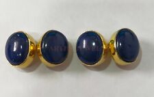 Natural Lapis Lazuli Gemstone with Gold Plated 925 Sterling Silver Cufflink 2334