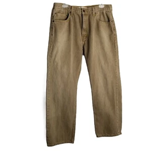 Levi's 505 Regular Fit Straight Leg Jeans Mens 36x30 Khaki Tan Denim Vintage Y2K - Picture 1 of 7