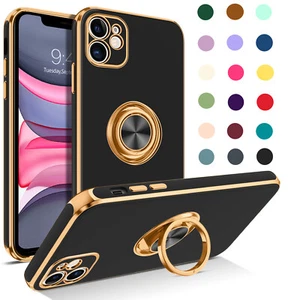 For iPhone 11 6.1" Case Shockproof Protective Rugged Cover & Golden Ring Holder - Bild 1 von 136