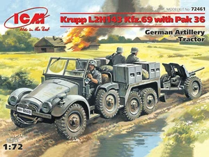 ICM 72461 Krupp L2H143 Kfz.69 w/ Pak 36 German Artillery Tractor Model Kit 1:72 - Foto 1 di 1