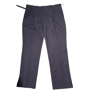 Berle Mens Chino Pants Size 48R Unfinished Navy Blue Pleated Microfiber Khakis - Picture 1 of 6