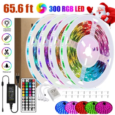 65Ft RGB Flexible LED Strip Light 3528 SMD Remote Fairy Lights Room TV Party/Bar - Image 1 of 4