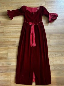 VTG Velvet Holiday Formal Dress Renaissance Romantic Christmas Peplum Sleeves - Picture 1 of 10