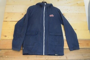 Society Blue Zip Jacket Bicycle Patch Hooded Large Men's Casual Coat - Picture 1 of 9