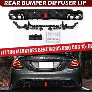 Rear Lip Diffuser Led Light with Exhaust Tip For Benz C Class W205 C63 AMG 15~21 - Bild 1 von 9