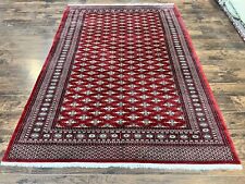 Pakistani Turkoman Bokhara Rug 6x9 Vintage Handmade Oriental Carpet Red Tribal