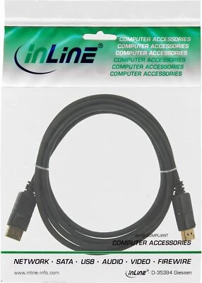 InLine® DisplayPort Kabel, schwarz, vergoldete Kontakte, 2m, 17102P - Bild 1 von 2