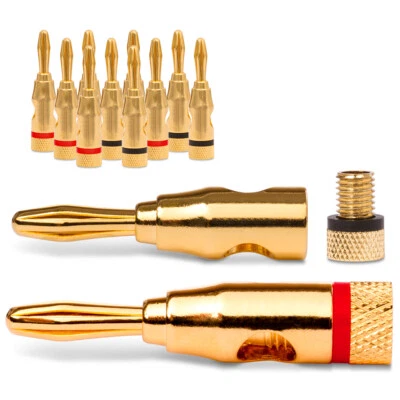 12x Bananenstecker vergoldet High End Nauc Bananas Banana für Kabel bis 6mm² 24K