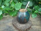 Argentina Mate Gourd Hand Made Natural Tea Cup + Straw -Yerba Mate Green-Smoked0
