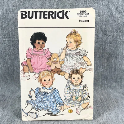 Butterick 6903 Dress and Bloomers Infants Babies Size M Sewing Pattern - Image 1 of 4