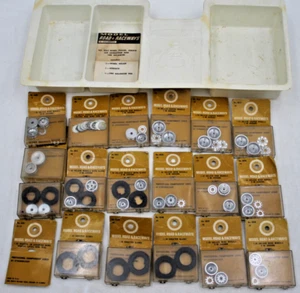 Nice 18pc 1960s 1970s 1/32 STROMBECKER SLOT CAR TUNE UP PARTS LOT Wheels Tires - Picture 1 of 5