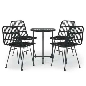 5pcs Outdoor Dining Set Garden Patio Bistro Chairs Table Wicker Rattan Furniture - Picture 1 of 11